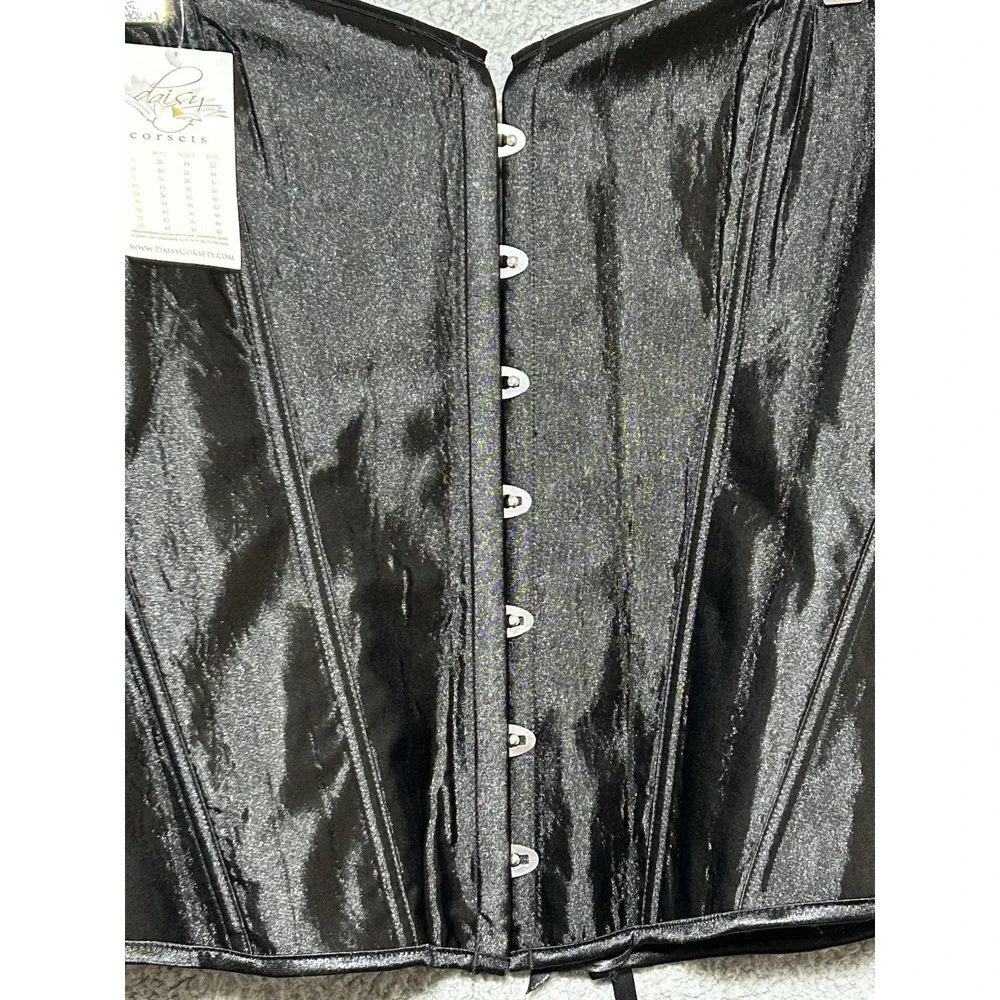 Daisy Corsets Black Satin Lace Up Back & Clasp Up Front Corset SIZE 6XL‎ NEW